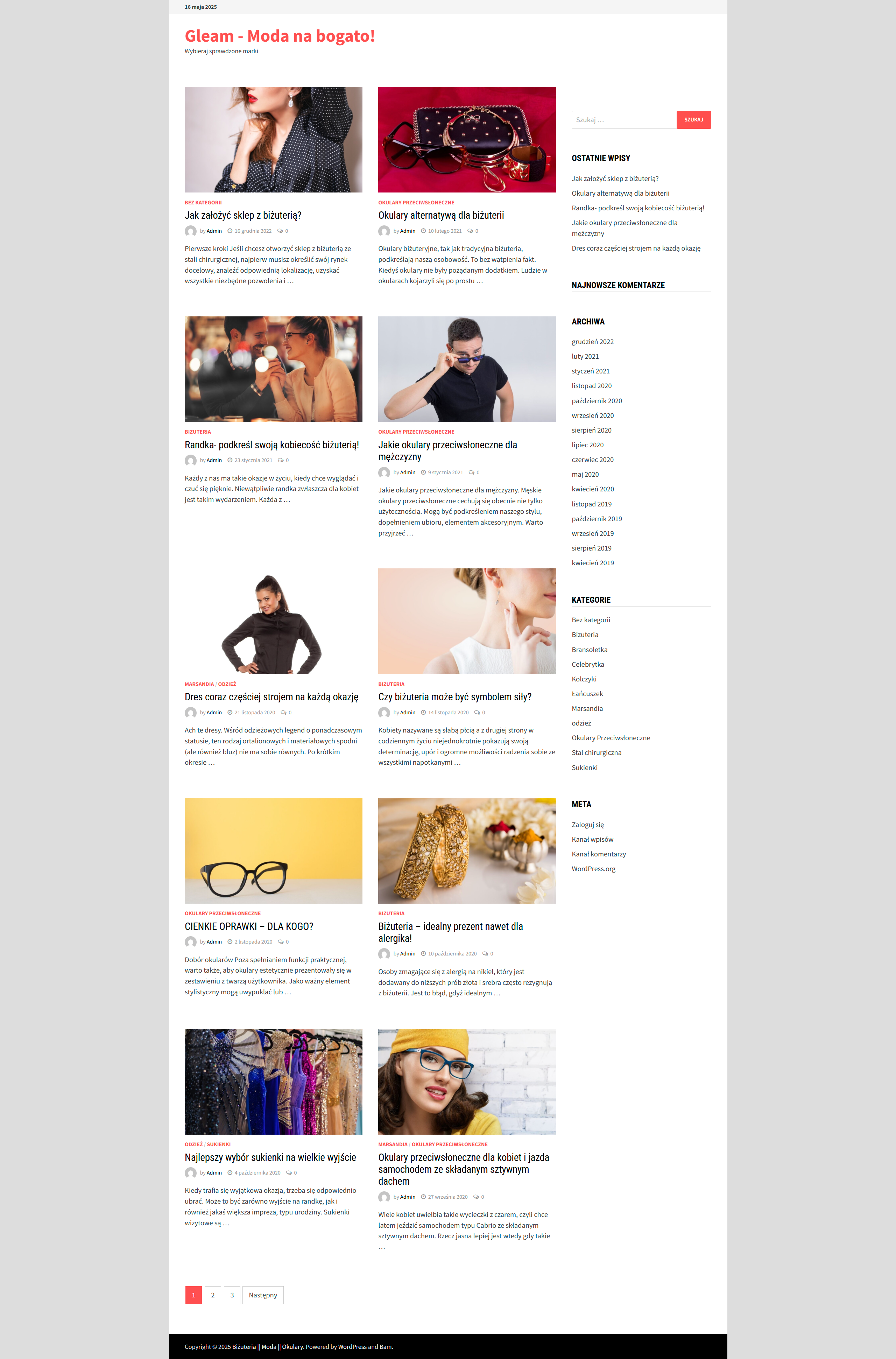 Gleam Fashion Blog - main page